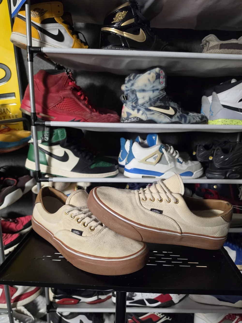 🔥 Vans Tan Canvas Low Top Sneakers Men Size 10 Gum Sole